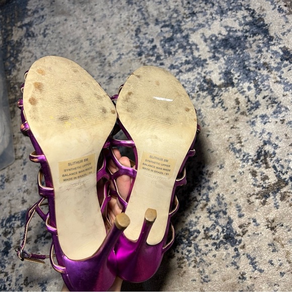 Steve Madden Slithur Purple Leather Caged Strappy Heels Size 8 - Picture 10 of 11
